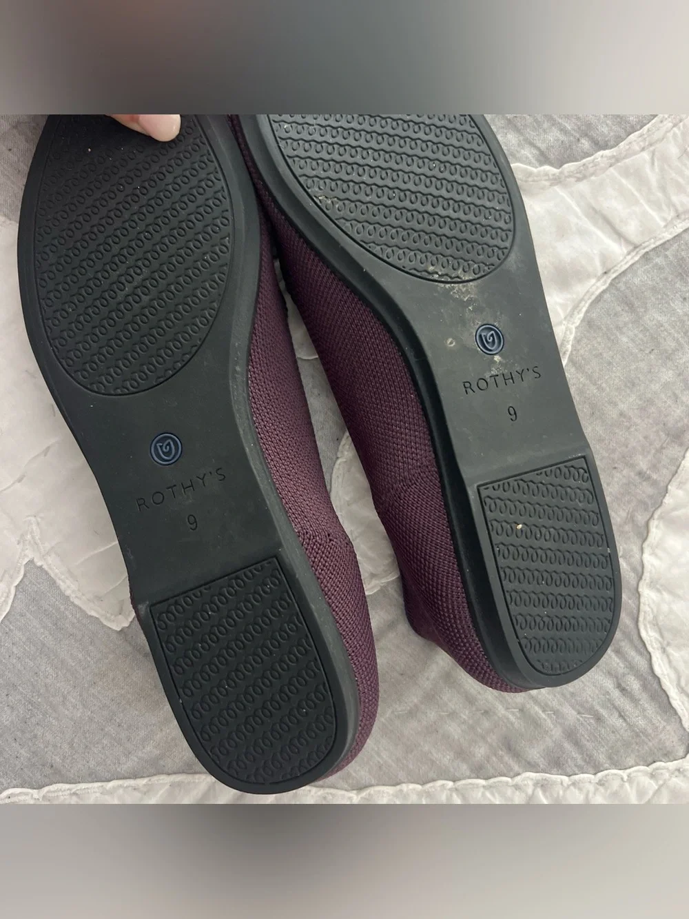 Rothy's Women's Slip-On Flats in Deep Plum with Royal Blue Trim